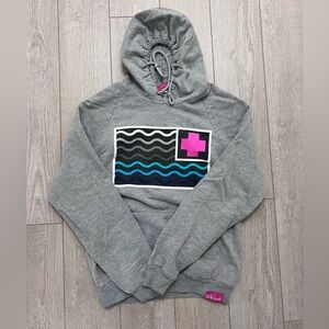 Pink Dolphin Gray Graphic Hoodie Waves & Cross Logo Streetwear size small
